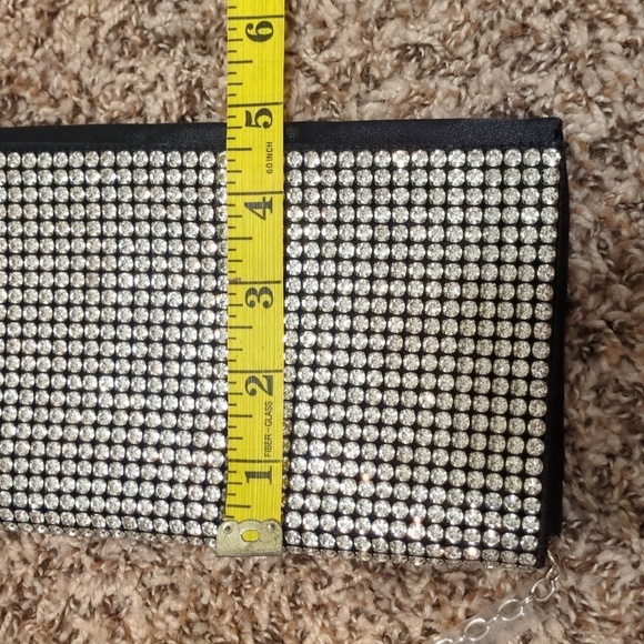 Amber Sceats Stella crystal silver rhinestone crossbody shoulder clutch bag - Picture 3 of 16